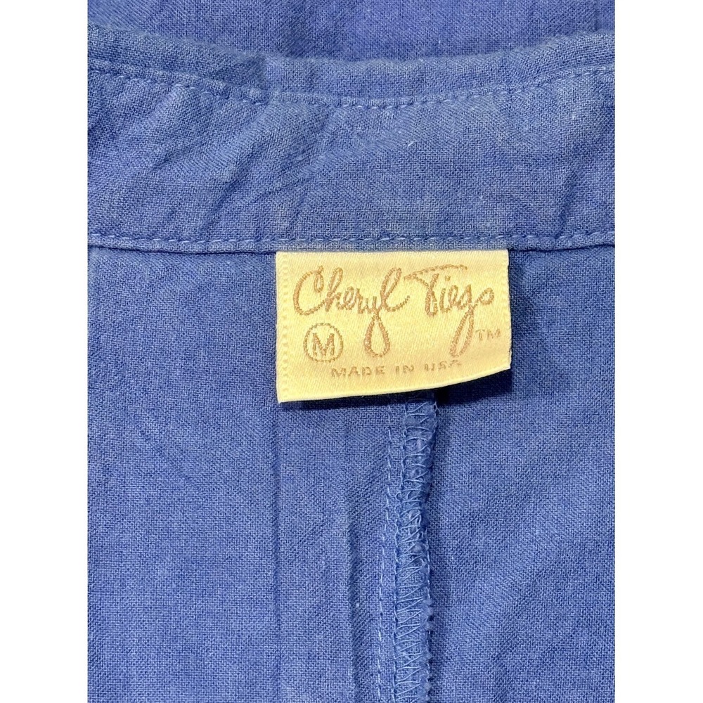Vintage Cheryl Tiegs Royal Blue Button-Front Blouse Ladies Size Medium - Picture 4 of 4